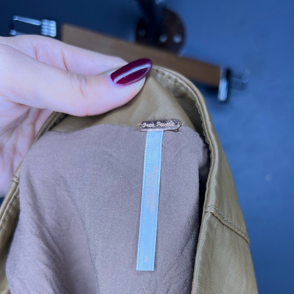 FREE PEOPLE Oh Snap Cognac Vegan Leather Skirt (2) - Picture 5 of 5